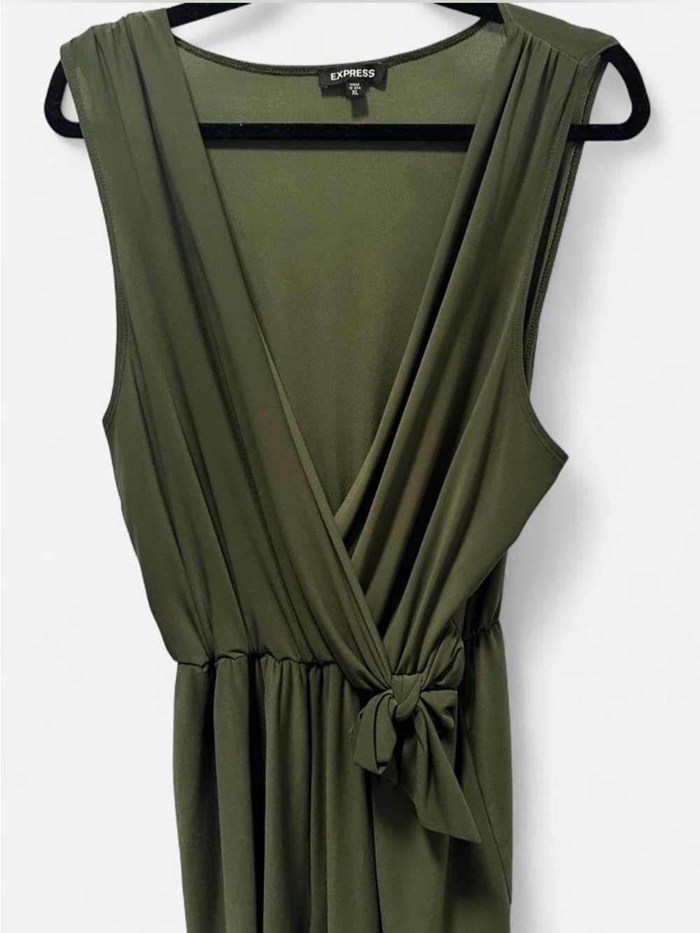 Express Olive Green Wrap Tie Romper